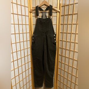 Cute black stretch denim overalls